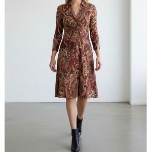 Tommy Hilfiger Paisley Matte Jersey Shirt Dress Tie Waist NEW size 4‎